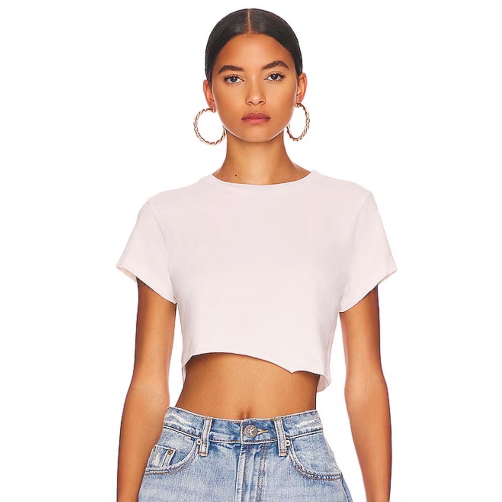 RE/DONE Hanes Cropped 60s Slim Tee Shirt Womens S White Minimalist Casual